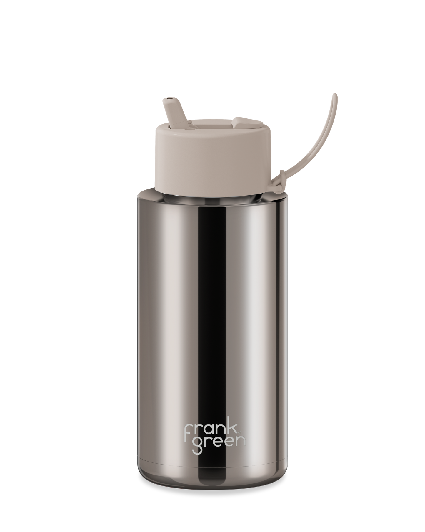 34oz Chrome Bottle with Flip Straw Lid