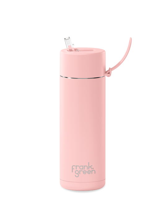 20oz reusable water bottle with Straw Lid in Blushed