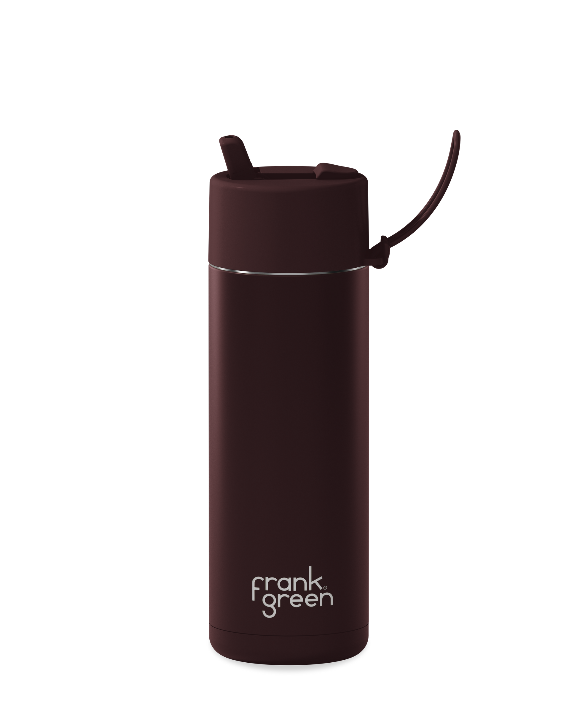 20oz reusable water bottle with Flip Straw Lid in Chocolate