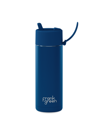 20oz reusable water bottle with Flip Straw Lid in Deep Ocean