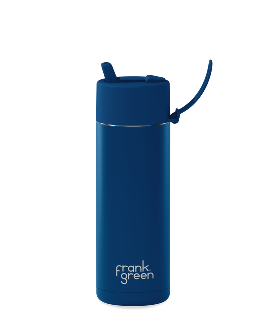 20oz reusable water bottle with Flip Straw Lid in Deep Ocean