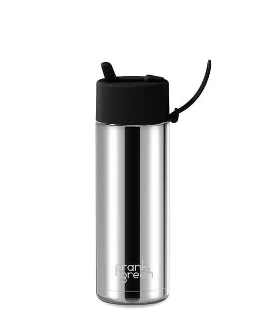 20oz Chrome Bottle with Flip Straw Lid