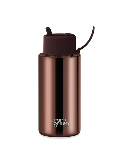 34oz Chrome Bottle with Flip Straw Lid