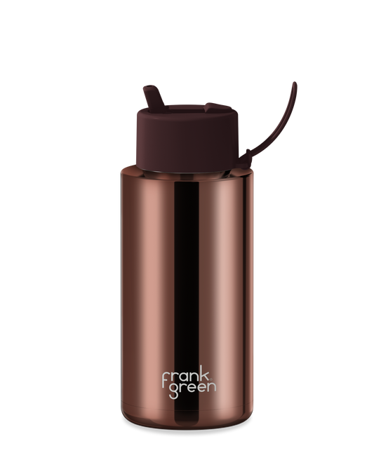 34oz Chrome Bottle with Flip Straw Lid