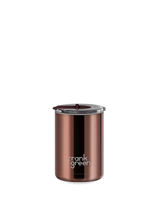12oz Chrome Cup with Screw-in Hinge Lid