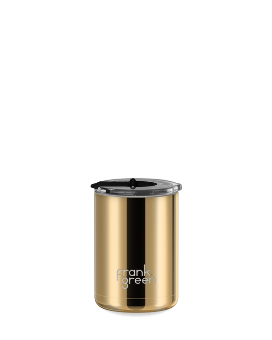 12oz Chrome Cup with Screw-in Hinge Lid