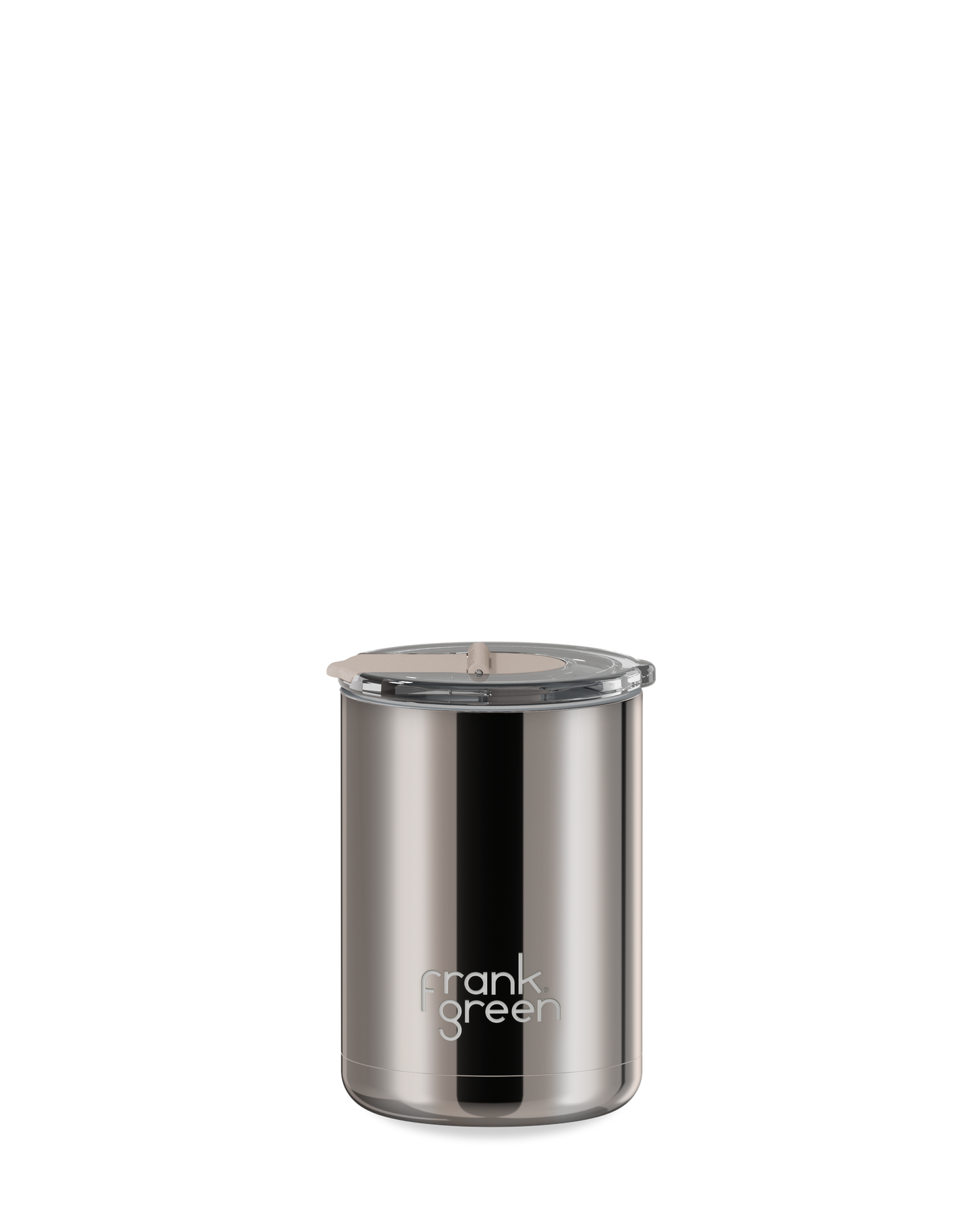 12oz Chrome Cup with Screw-in Hinge Lid