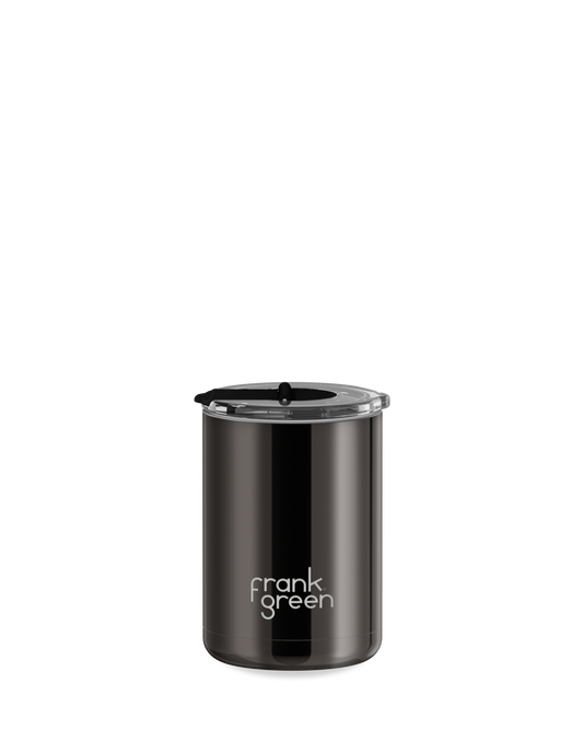12oz Chrome Cup with Screw-in Hinge Lid