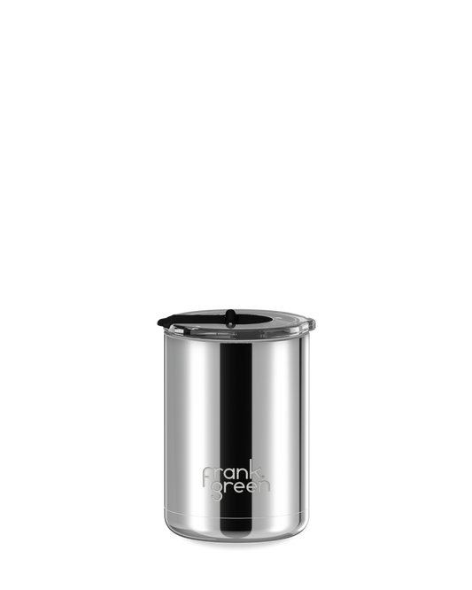 12oz Chrome Cup with Screw-in Hinge Lid