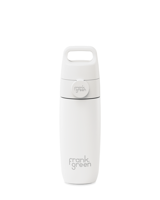 Cloud | A white 12oz insulated water bottle with a Grip & Sip lid and built-in carry handle.