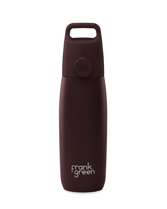 Graphite | 20oz frank green reusable water bottle with a grip handle lid