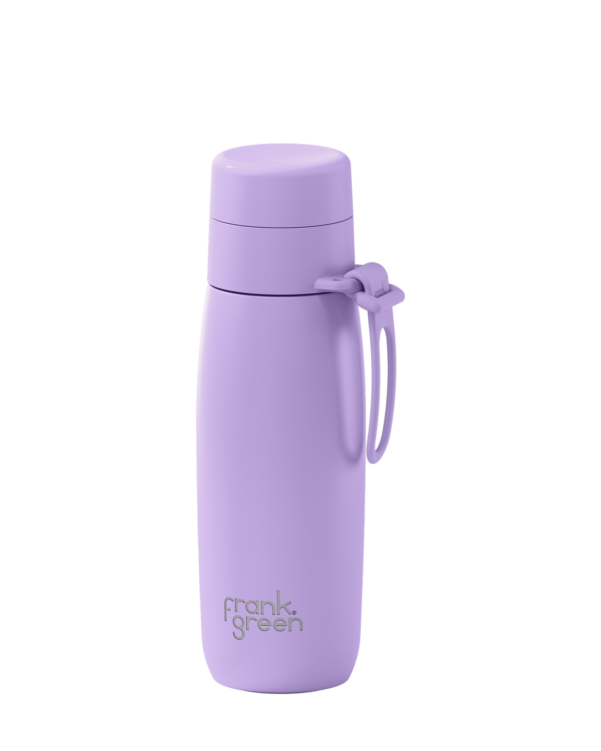 A lavender 20oz insulated bottle with a thermal lid and carry loop, shown at an angle on a white background.