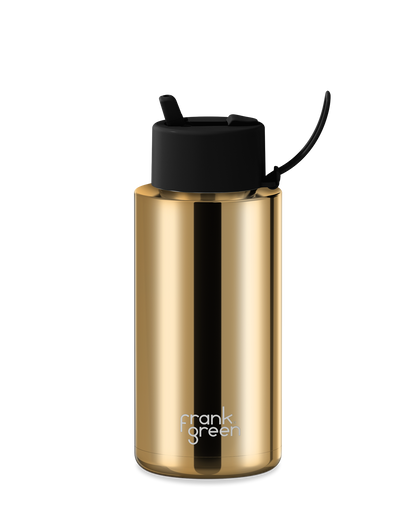 34oz Chrome Bottle with Flip Straw Lid