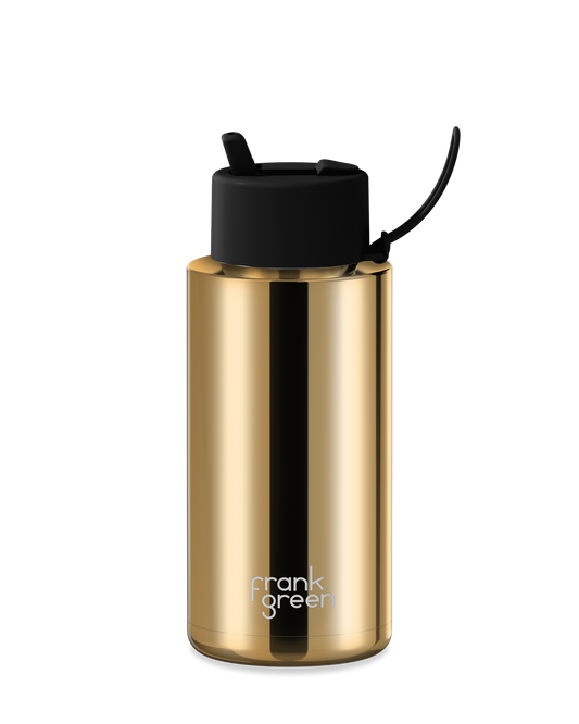 34oz Chrome Bottle with Flip Straw Lid