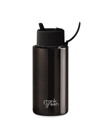34oz Chrome Bottle with Flip Straw Lid