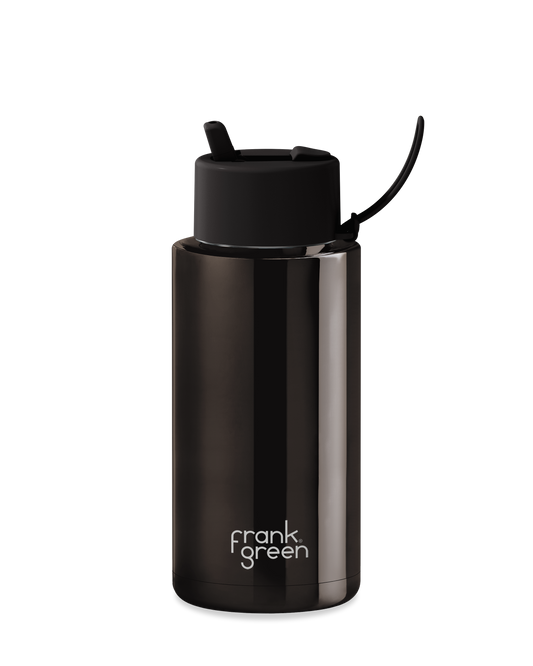 34oz Chrome Bottle with Flip Straw Lid